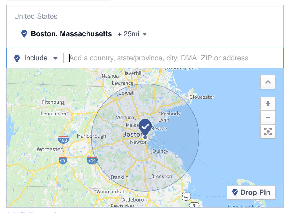Facebook targeting map screenshot