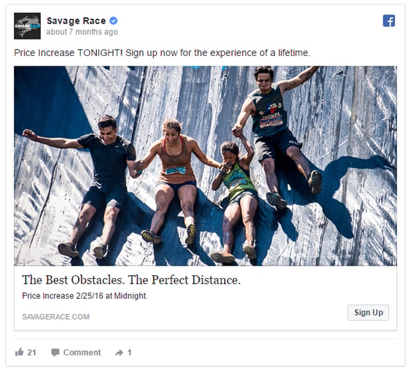 Savage Race Facebook Ads Example 