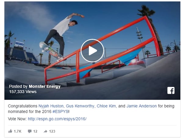  Monster Energy Facebook Video Ads Example 