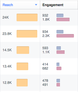 Facebook reach and engagement screenshot