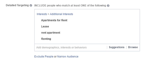 Facebook additional interests detailed targeting screenshot