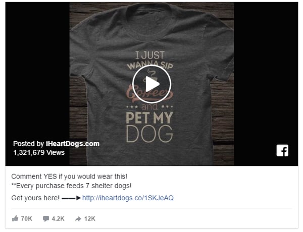  iHeartDogs Facebook Video Ads Example 