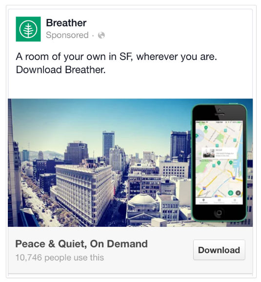  Breather Facebook Mobile Ads Example 