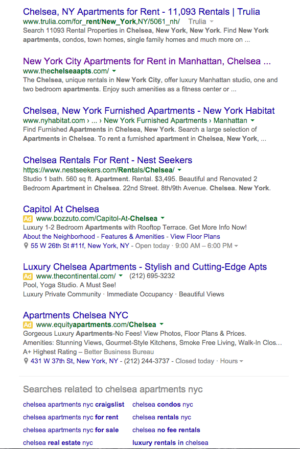 Chelsea, NY search result screenshot